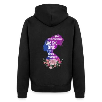 She Remembered Who She Was And The Game Changed - Unisex Premium Organic Zip Hoodie - black - Back - Nico (187cm)