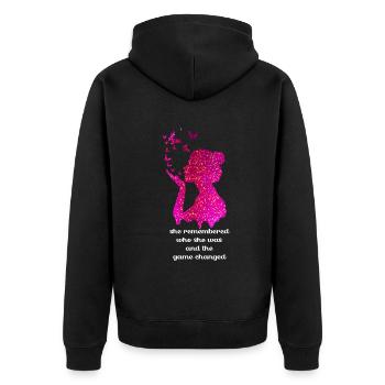 She Remembered Who She Was And The Game Changed - Unisex Premium Organic Zip Hoodie - black - Back - Nico (187cm)