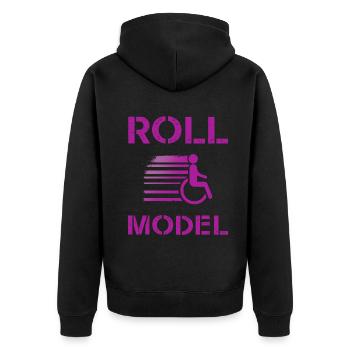 Roll Model Disability Awareness PWD Wheelchair - Unisex Premium Organic Zip Hoodie - black - Back - Nico (187cm)