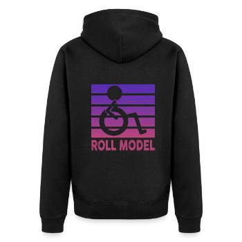 Roll Model Disability Awareness PWD Wheelchair - Unisex Premium Organic Zip Hoodie - black - Back - Nico (187cm)