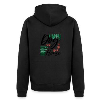 Chien Humour Happy Dog Happy Home Dog Lover Cadeau - Veste à capuche bio Premium Unisexe - noir - Dos - Nico (187cm)