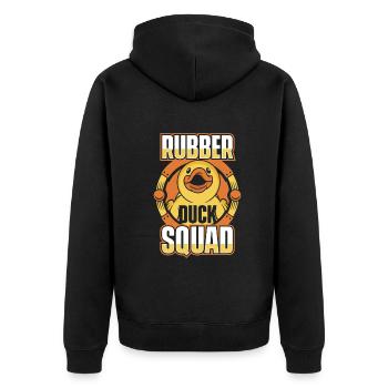 Rubber Ducks Bathroom Yellow Duck - Unisex Premium Organic Zip Hoodie - black - Back - Nico (187cm)