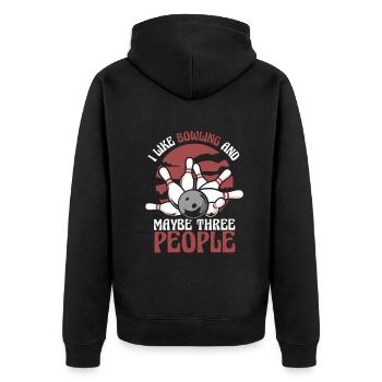 Bowling Bowler Pin Ball Bowling Ball - Unisex Premium Bio Zip Hoodie - Schwarz - Hinten - Nico (187cm)