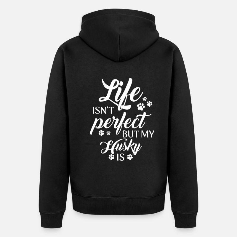 Chien Husky Sibérien - Veste à capuche bio Premium Unisexe - noir