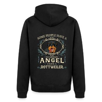 Rottweiler Hund - Unisex Premium Bio Zip Hoodie - Schwarz - Hinten - Nico (187cm)