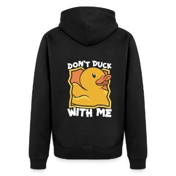 Rubber Ducks Bathroom Yellow Duck - Unisex Premium Organic Zip Hoodie - black - Back - Nico (187cm)