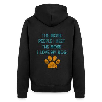 The More People I Meet The More I Like My Dog - Unisex Premium Organic Zip Hoodie - black - Back - Nico (187cm)