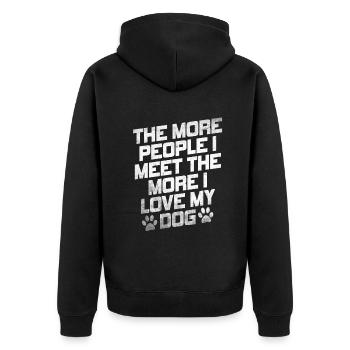 The More People I Meet The More I Like My Dog - Unisex Premium Organic Zip Hoodie - black - Back - Nico (187cm)