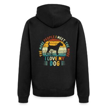 Plus je rencontre de gens, plus j’aime mon chien - Veste à capuche bio Premium Unisexe - noir - Dos - Nico (187cm)