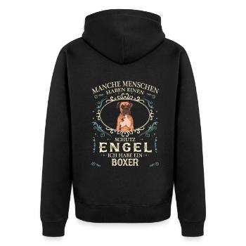Deutscher Boxer Hund Hundehalter Hunde Boxer - Unisex Premium Bio Zip Hoodie - Schwarz - Hinten - Nico (187cm)