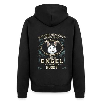 Husky Siberian Husky Hund Hundehalter - Unisex Premium Bio Zip Hoodie - Schwarz - Hinten - Nico (187cm)