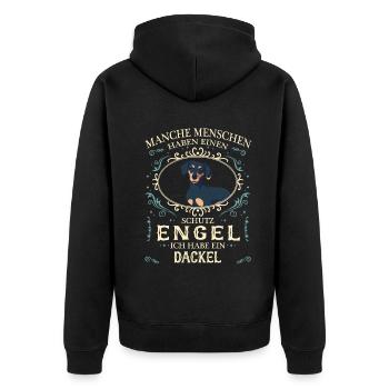 Dackel Dachshund Hund Hundehalter - Unisex Premium Bio Zip Hoodie - Schwarz - Hinten - Nico (187cm)