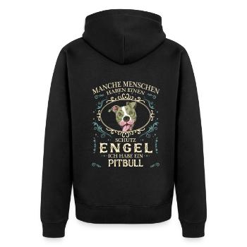Pitbull Hund - Unisex Premium Bio Zip Hoodie - Schwarz - Hinten - Nico (187cm)