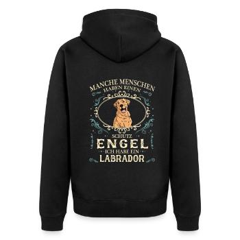 Labrador Hund Hundehalter - Unisex Premium Bio Zip Hoodie - Schwarz - Hinten - Nico (187cm)