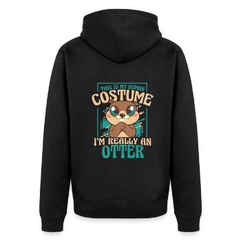 Otter Sea Otter - Unisex Premium Organic Zip Hoodie - black - Back - Nico (187cm)