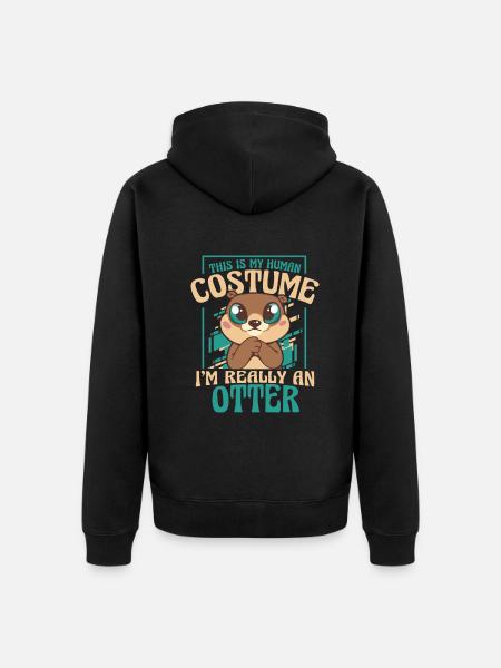 Otter Sea Otter - Unisex Premium Organic Zip Hoodie - black