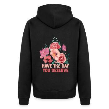 Passez la journée que vous méritez - Veste à capuche bio Premium Unisexe - noir - Dos - Nico (187cm)