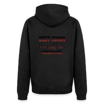 Beste Schwimmtrainer aller Zeiten Geschenke für Schwimmtrainer - Unisex Premium Bio Zip Hoodie - Schwarz - Hinten - Nico (187cm)