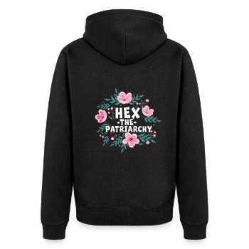 Hex The Patriarchy - Unisex Premium Bio Zip Hoodie - Schwarz - Hinten - Nico (187cm)