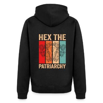 Hex The Patriarchy - Unisex Premium Bio Zip Hoodie - Schwarz - Hinten - Nico (187cm)