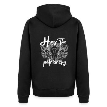 Hex The Patriarchy - Unisex Premium Bio Zip Hoodie - Schwarz - Hinten - Nico (187cm)