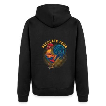 Regulate Your Cock Rooster Pro Choice Feminist - Unisex Premium Bio Zip Hoodie - Schwarz - Hinten - Nico (187cm)