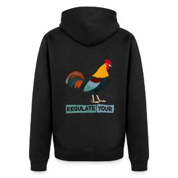 Regulate Your Cock Rooster Pro Choice Feminist - Unisex Premium Bio Zip Hoodie - Schwarz - Hinten - Nico (187cm)