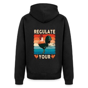 Regulate Your Cock Rooster Pro Choice Feminist - Unisex Premium Bio Zip Hoodie - Schwarz - Hinten - Nico (187cm)