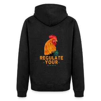 Regulate Your Cock Rooster Pro Choice Feminist - Unisex Premium Bio Zip Hoodie - Schwarz - Hinten - Nico (187cm)