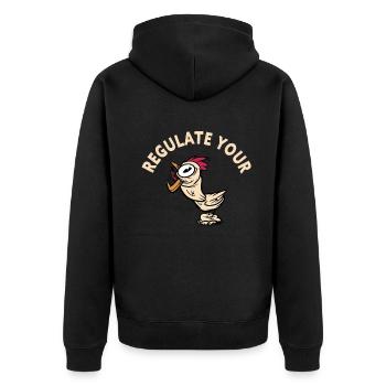 Regulate Your Cock Rooster Pro Choice Feminist - Unisex Premium Bio Zip Hoodie - Schwarz - Hinten - Nico (187cm)