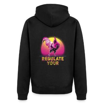 Regulate Your Cock Rooster Pro Choice Feminist - Unisex Premium Bio Zip Hoodie - Schwarz - Hinten - Nico (187cm)