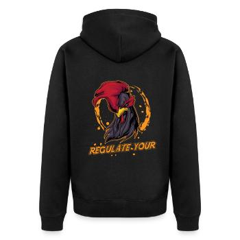 Regulate Your Cock Rooster Pro Choice Feminist - Unisex Premium Bio Zip Hoodie - Schwarz - Hinten - Nico (187cm)