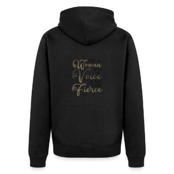 Feministische Geschenkfrau mit einer Stimme Heftiger Feminismus - Unisex Premium Bio Zip Hoodie - Schwarz - Hinten - Nico (187cm)