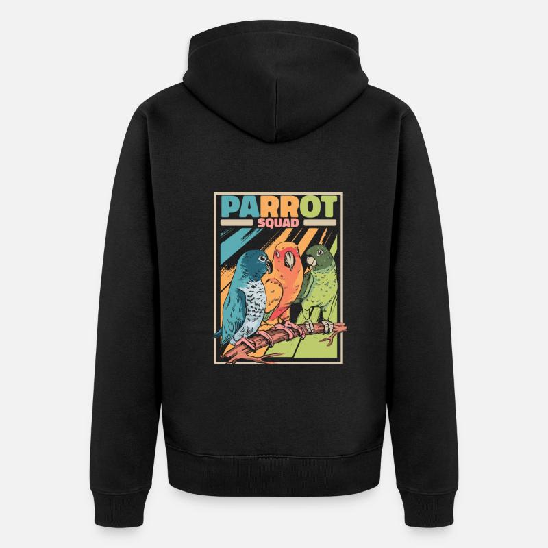 Perroquets Perruche d’oiseau - Veste à capuche bio Premium Unisexe - noir
