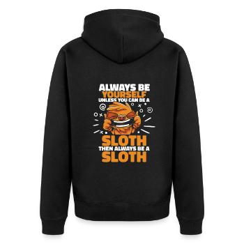 Faultier Faultiere Schlafen Faul - Unisex Premium Bio Zip Hoodie - Schwarz - Hinten - Nico (187cm)