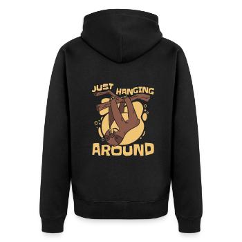 Faultier Faultiere Schlafen Faul - Unisex Premium Bio Zip Hoodie - Schwarz - Hinten - Nico (187cm)