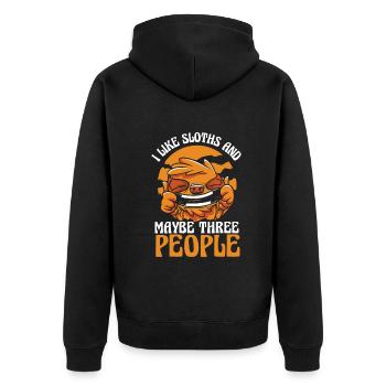 Faultier Faultiere Schlafen Faul - Unisex Premium Bio Zip Hoodie - Schwarz - Hinten - Nico (187cm)