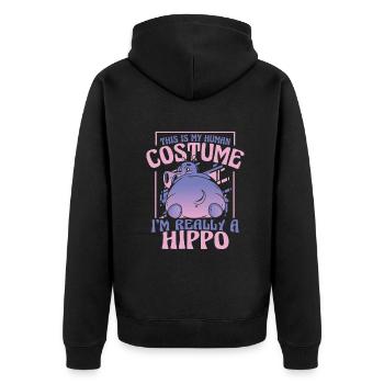 Nilpferd - Unisex Premium Bio Zip Hoodie - Schwarz - Hinten - Nico (187cm)