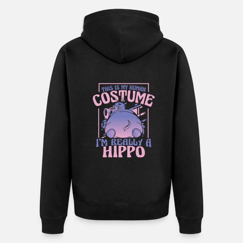 Nilpferd - Unisex Premium Bio Zip Hoodie - Schwarz
