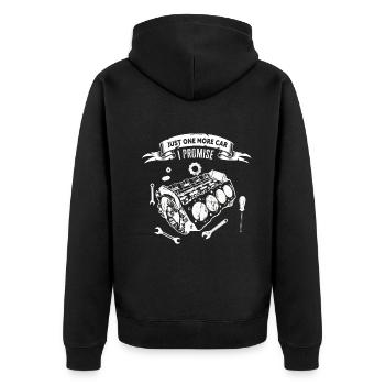Juste une pièce de voiture de plus que je promets - Veste à capuche bio Premium Unisexe - noir - Dos - Nico (187cm)