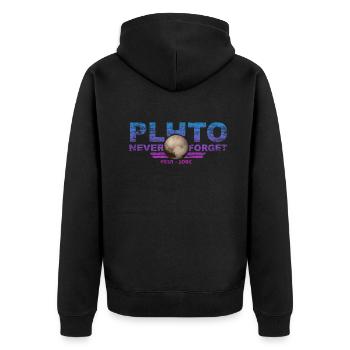 Never Forget Pluto Design Retro Style Funny Space - Unisex Premium Organic Zip Hoodie - black - Back - Nico (187cm)