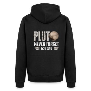 Never Forget Pluto Design Retro Style Funny Space - Unisex Premium Bio Zip Hoodie - Schwarz - Hinten - Nico (187cm)
