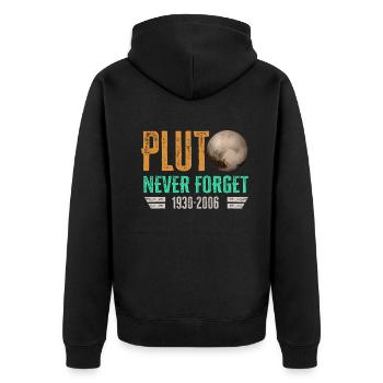 Never Forget Pluto Design Retro Style Funny Space - Unisex Premium Organic Zip Hoodie - black - Back - Nico (187cm)