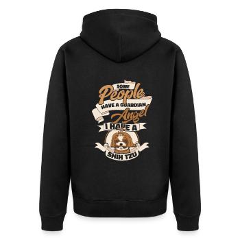 Shih Tzu Hund Shitzu Hunde - Unisex Premium Bio Zip Hoodie - Schwarz - Hinten - Nico (187cm)