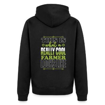 Farmer Agriculture Farmers Farmer - Unisex Premium Organic Zip Hoodie - black - Back - Nico (187cm)