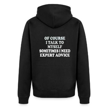 Of Course, I Talk to Myself Sometimes - Unisex Premium Organic Zip Hoodie - black - Back - Nico (187cm)