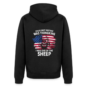 Your first Mistake was thinking I was a Sheep - Unisex Premium Organic Zip Hoodie - black - Back - Nico (187cm)