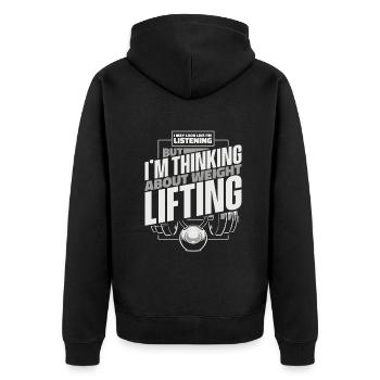 Weightlifting Fitness Bodybuilding Weightlifter - Unisex Premium Organic Zip Hoodie - black - Back - Nico (187cm)