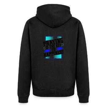 Christian Gift Praying Key to Happiness Prayer - Unisex Premium Organic Zip Hoodie - black - Back - Nico (187cm)