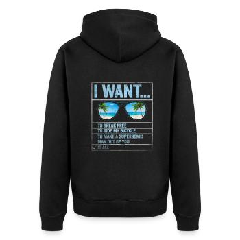 I Want To Break Free Ride My Bicycle - Unisex Premium Bio Zip Hoodie - Schwarz - Hinten - Nico (187cm)